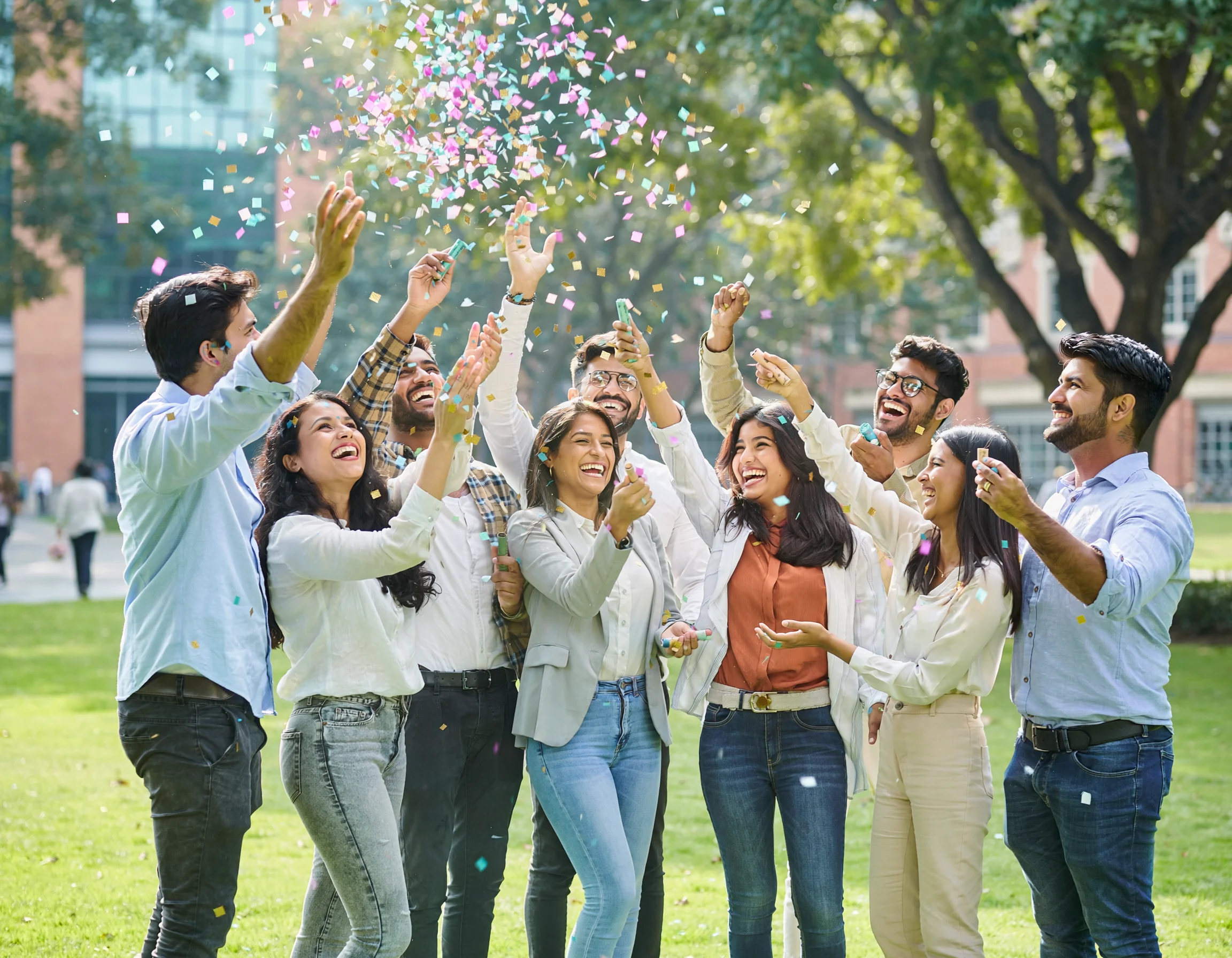 विद्यार्थीहरू स्वीकृति पत्र पाएर खुसी मनाउँदै